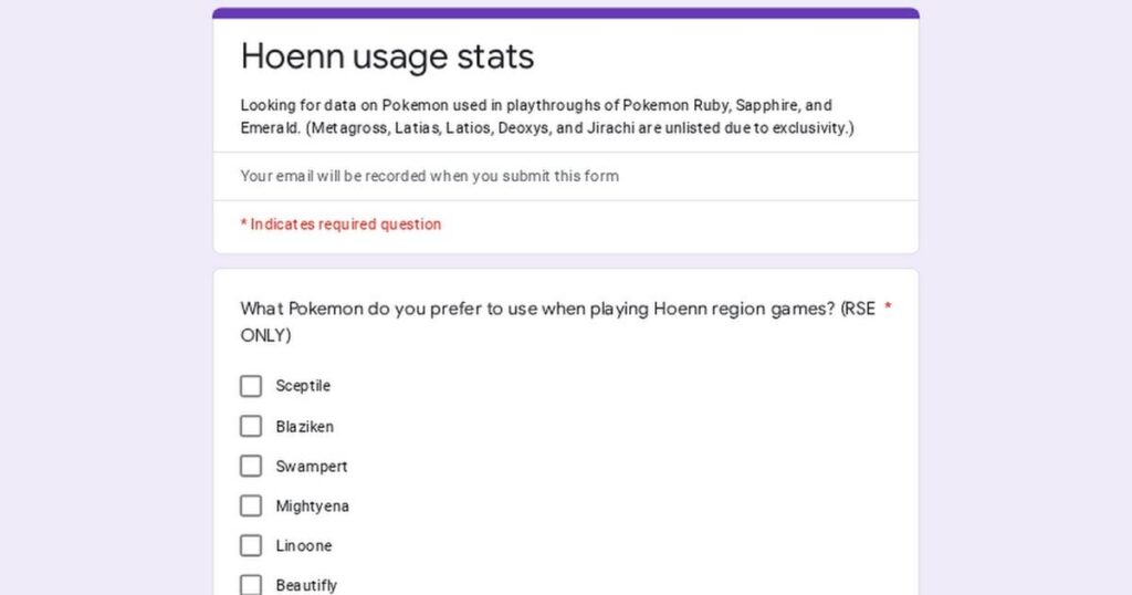 Looking for data on playthrough usage in RSE