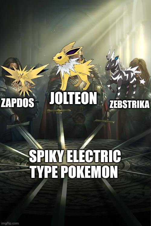 I kinda love how there's quite a few spiky Electric type Pokemon like Jolteon or Zebstrika