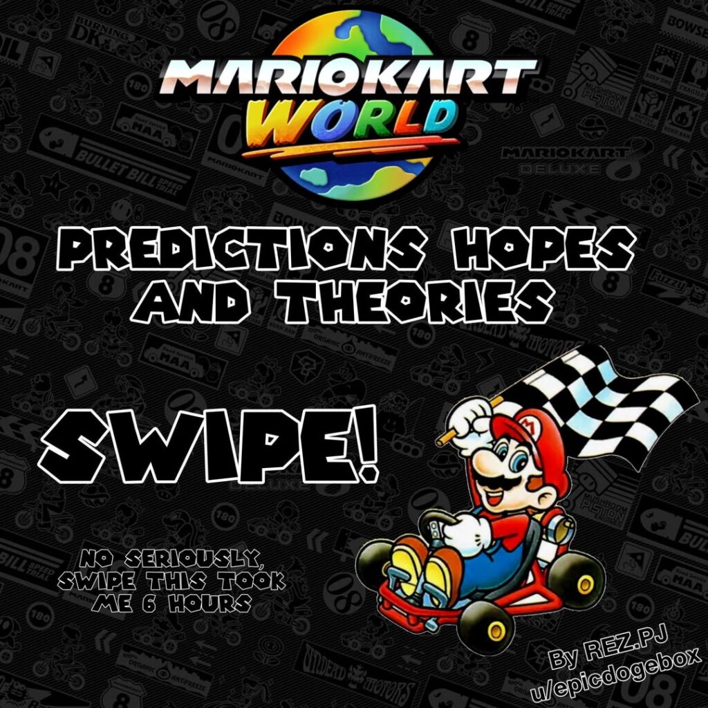 A quick visualizer that I made of Predictions, Theories and some things I would like in Mario Kart World.