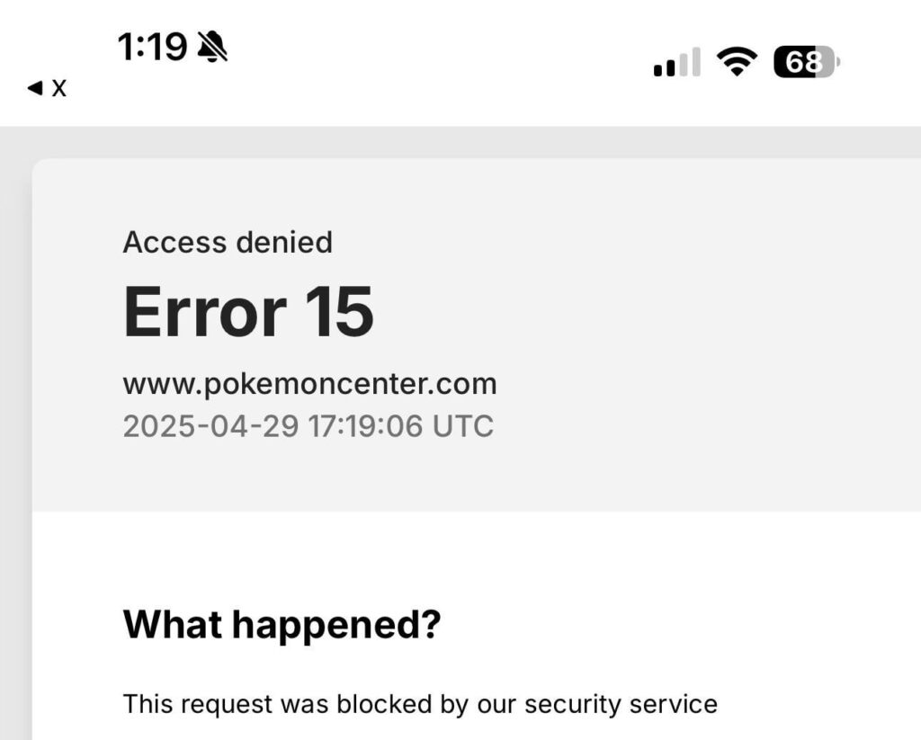 Why am I being blocked by pokemon center while actual bots aren’t