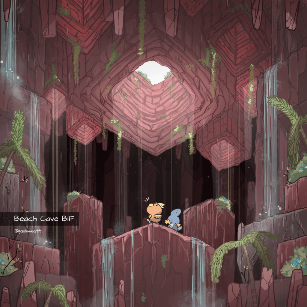 PMD Explorers of sky beach cave fanart by me