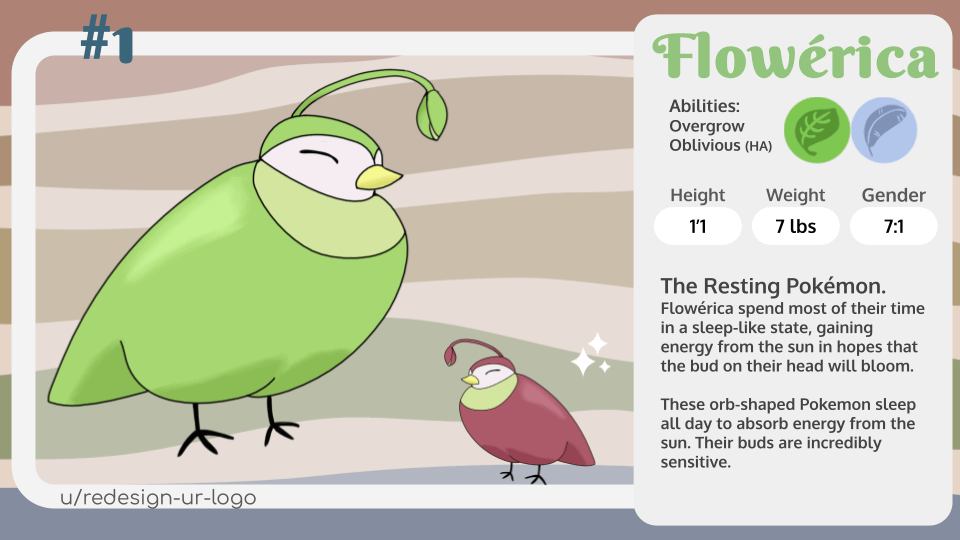 Day 1 of posting Fakemon from Istora, my fakemon region, starting with Flowerica!
