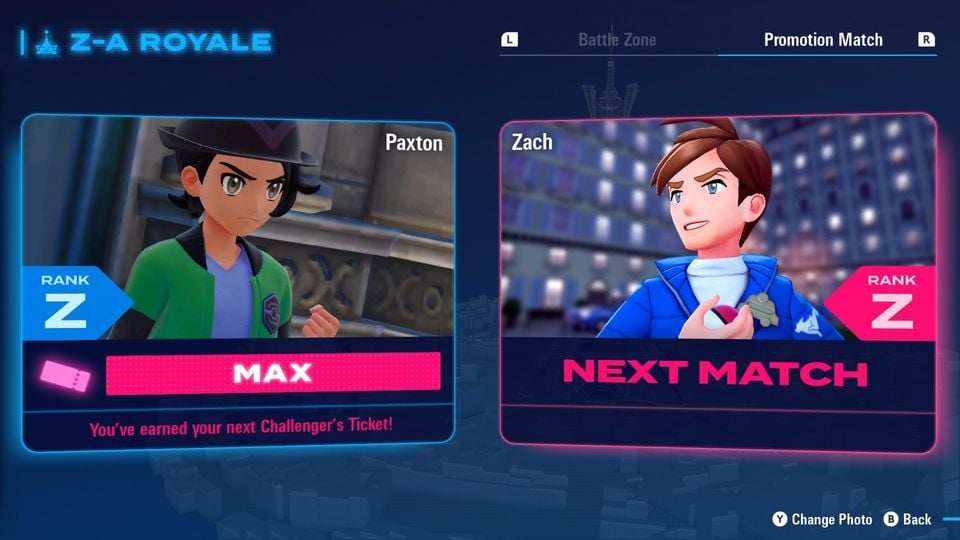 The player character's names in Z-A are Paxton and Harmony