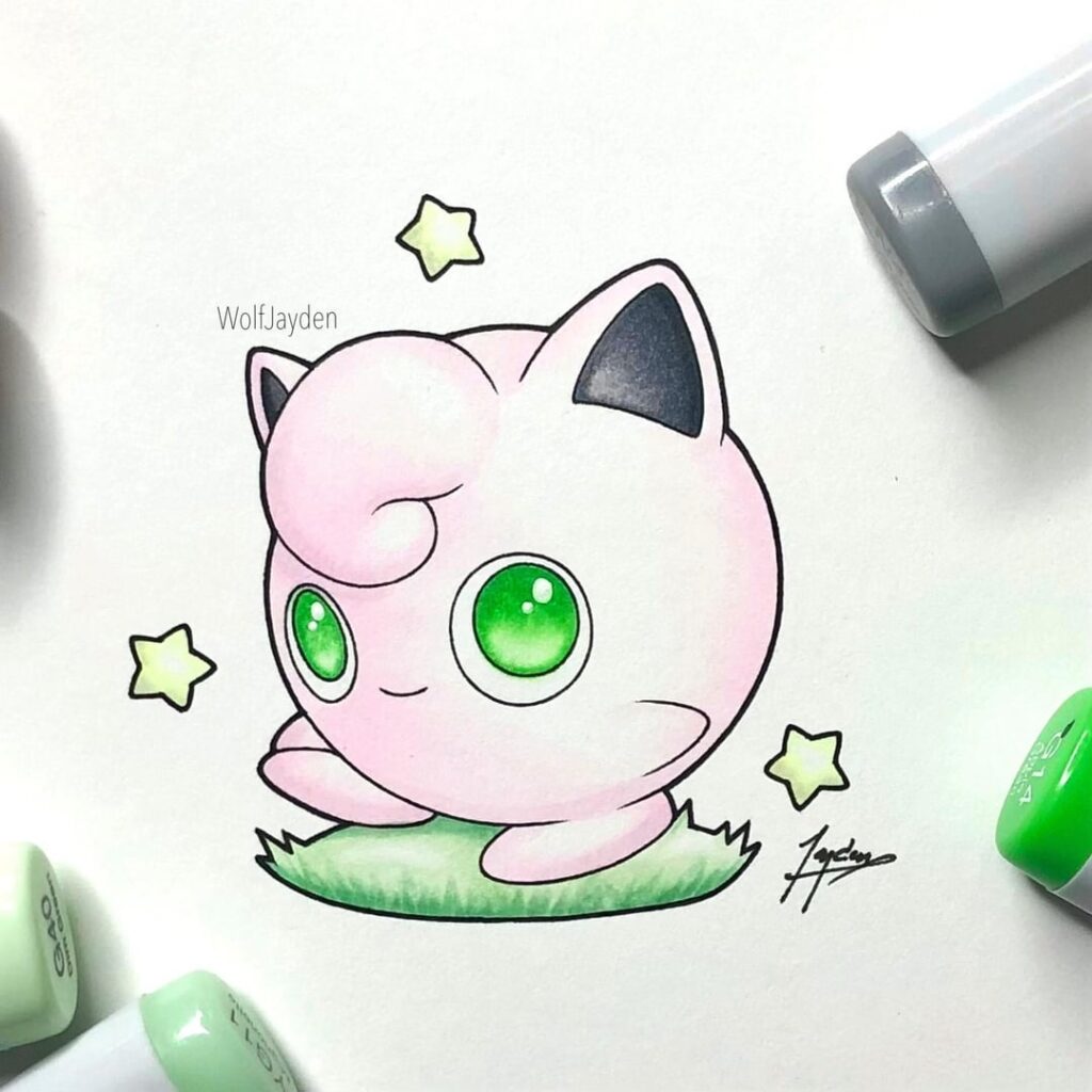 Jigglypuff & Wigglytuff drawings! [OC]