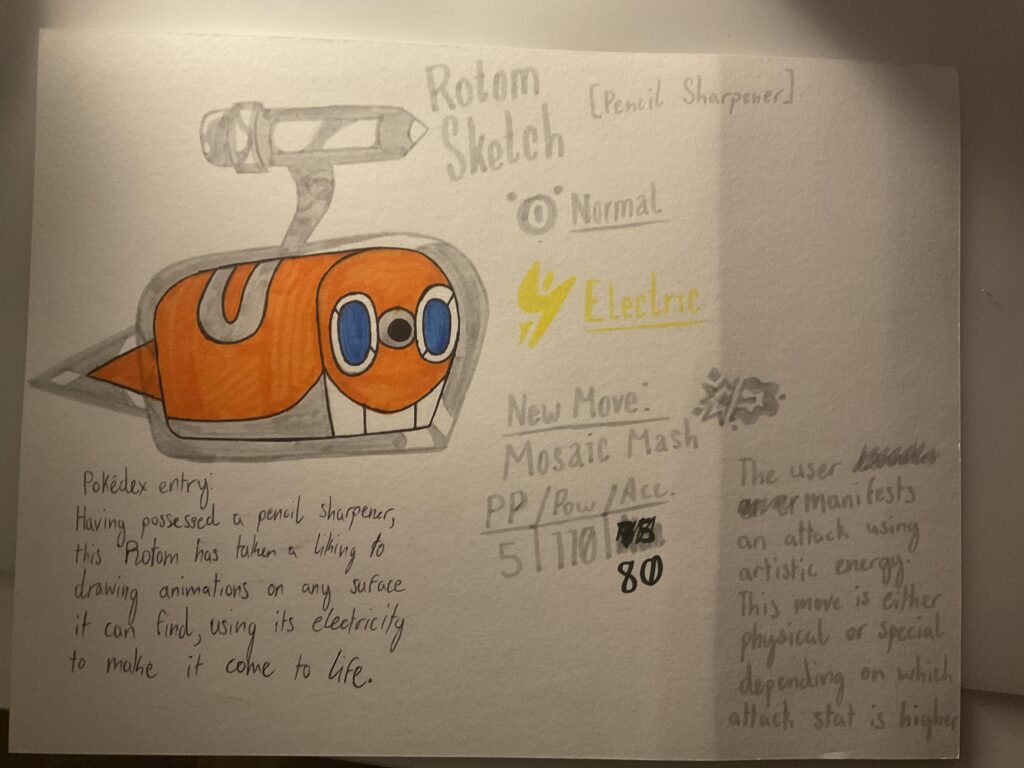 Made an idea for a Normal-Type Rotom who’s possessed a pencil sharpener.