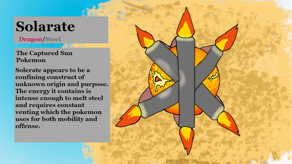 Imprisoned Solar Dragon, designed around the fact that the sun is a massive contained nuke and the fact that I really like dragons