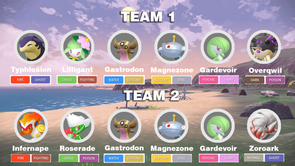 Playing through Legends Arceus for the first time! Which of these two potential teams would be better? I did my best to account for as many types as I could! :>