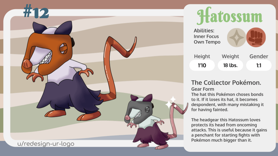 Day 20 of posting Fakemon from my region. He has headgear. my best idea for fighting type. Loved the shading on this one