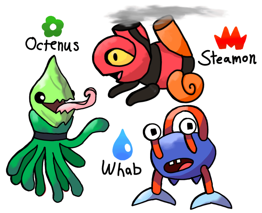 The Starters have evolved! These are the 2nd stages of the Starters in my underwater region