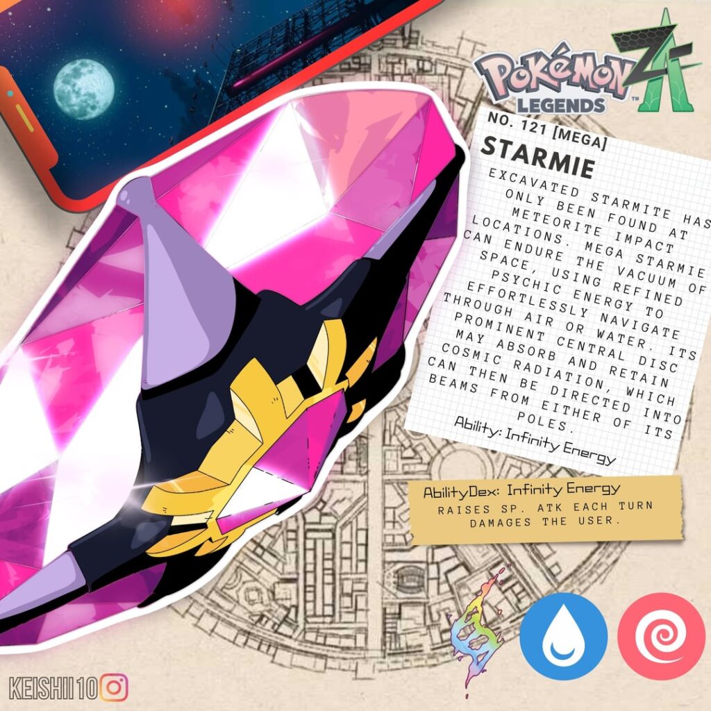 Mega Starmie & Klefki if you missed it! Ariados is next, excited to do my first bug mega! Question: are yall staying leak free or not? -no spoilers-