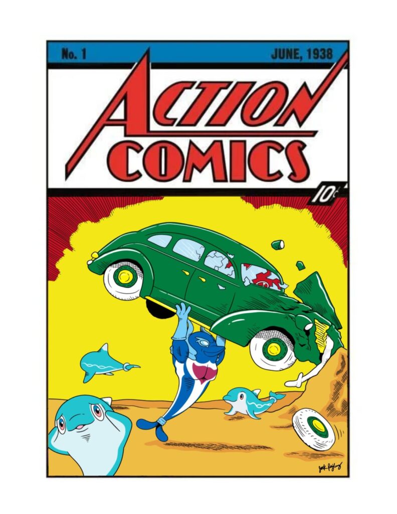 [OC] Palafin parody of Action comics Superman cover.