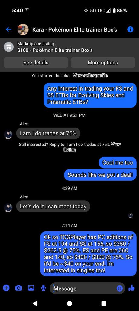 Seller said he only trades at 75% - thought I'd try a tactic I learned on here 😂