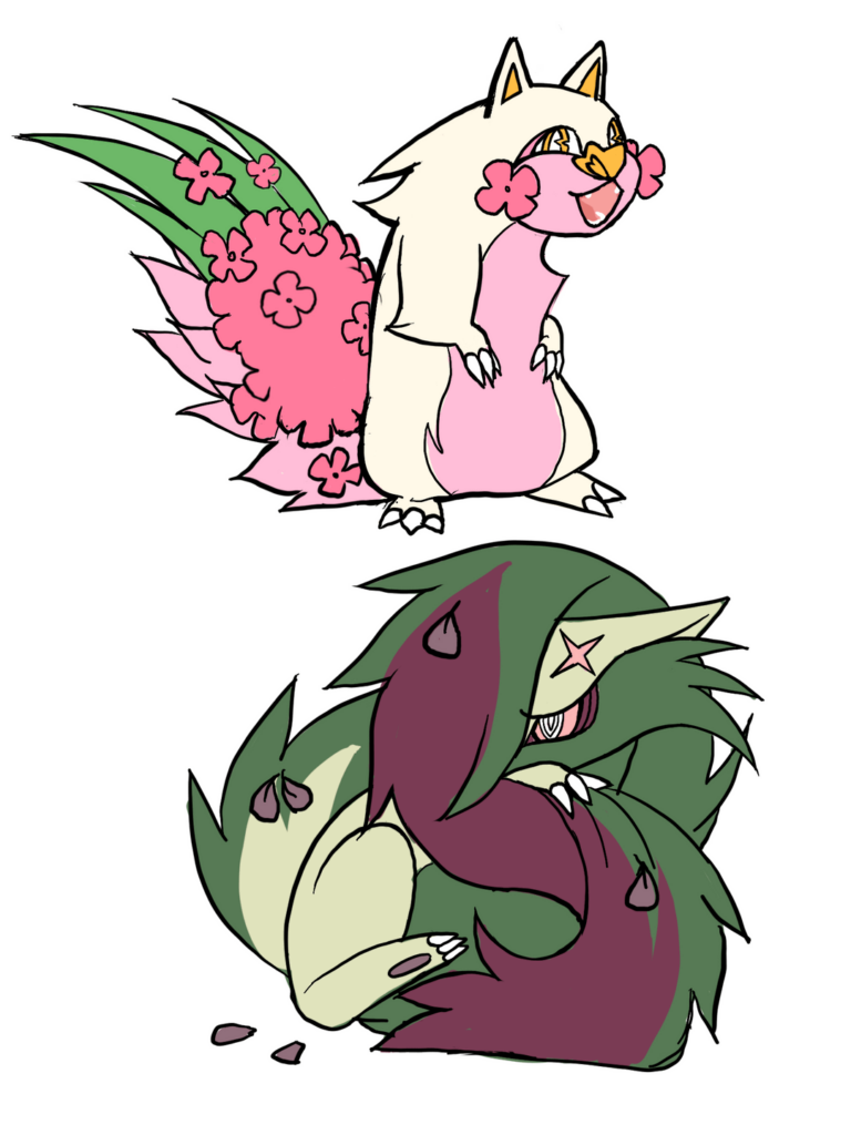 "Alolan" Skuntank line for my first fakémon! Constructive criticism appreciated!