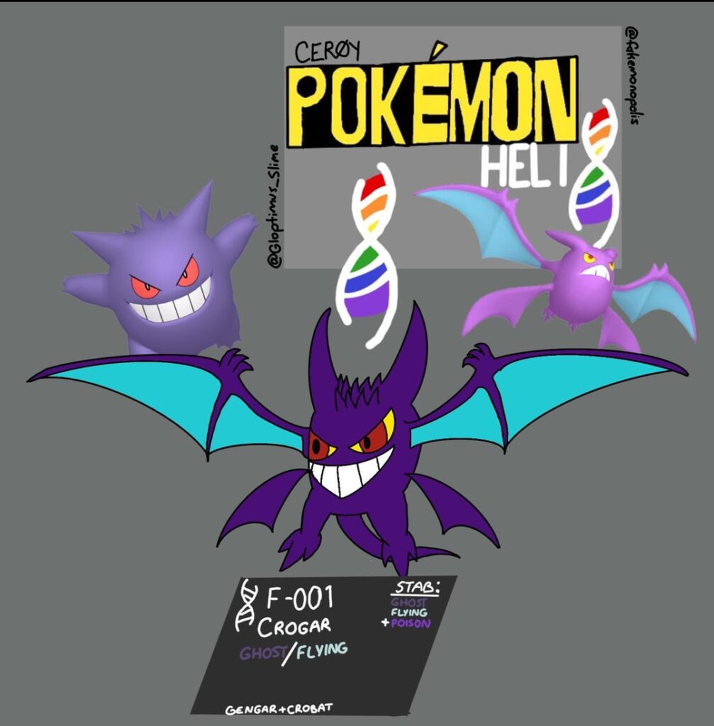 [OC]The first entry in the Cominarian Fusion Dex Crogar (Gengar + Crobat)