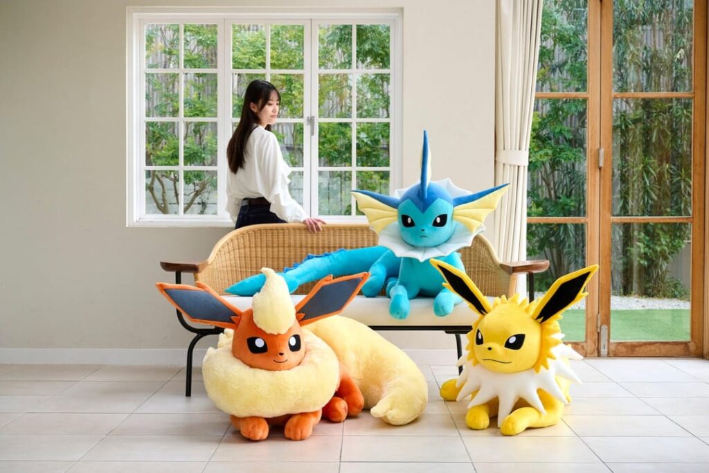 Pokemon Company releasing life size eeveelution plushes