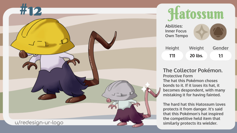 Day 19 of posting Fakemon. Almost done with these ones, but heres some things! I like the idea of held items or items in pokemon coming from pokemon, which yall will see later in the dex