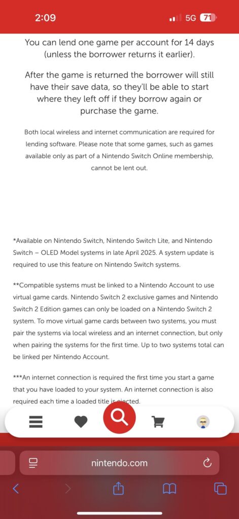 Virtual Game Card Limitations