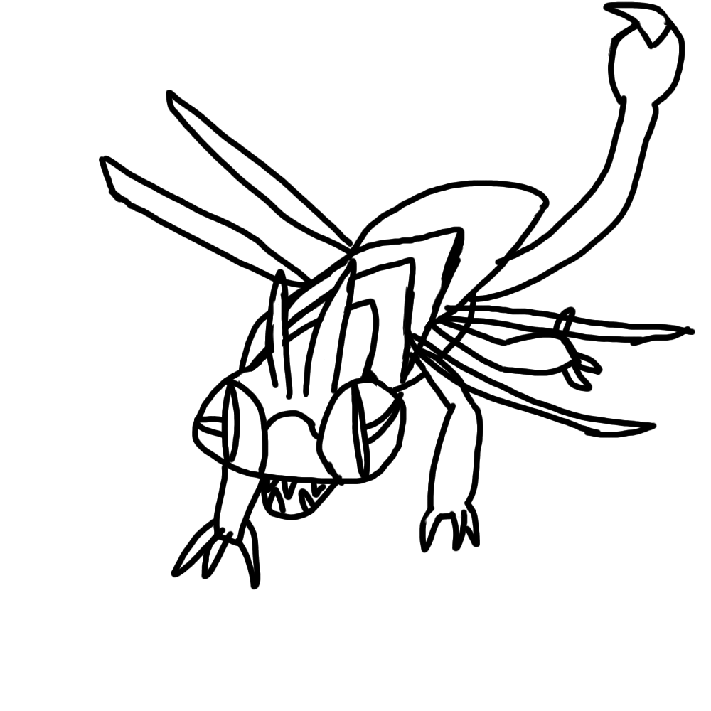 A basic art concept of a "paradox evolution" for yanmega for my own pokerole based campaign.
