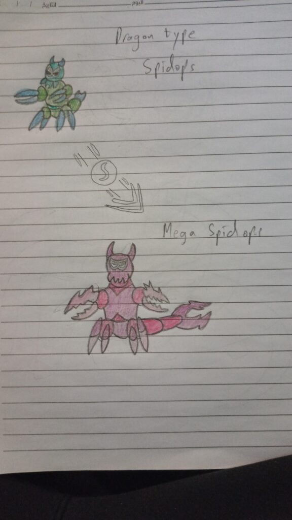 Tried to make Spidops into a dragon type and gave it a Mega Evolution, absolutely do not like how it came out tho