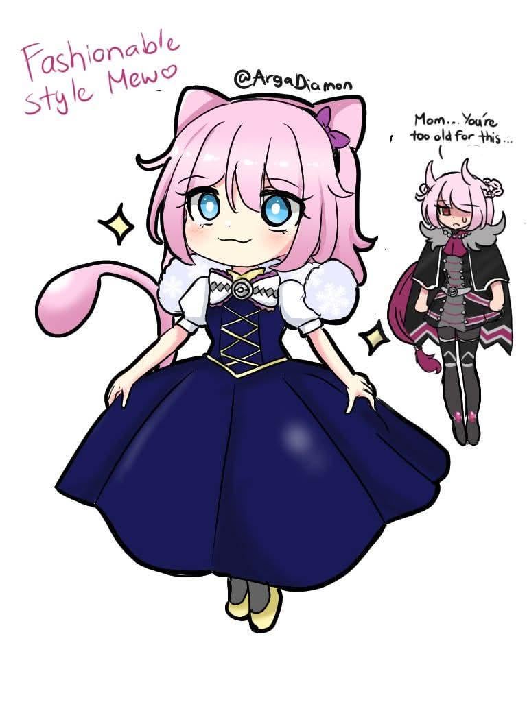 Gijinka fashionable Mew from Pokemon Unite