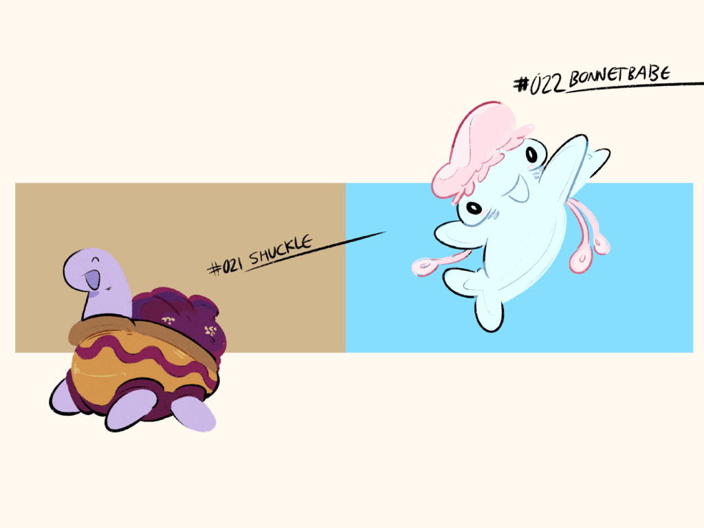 [OC] regional shuckle + bonnetbabe! [the amigua region]
