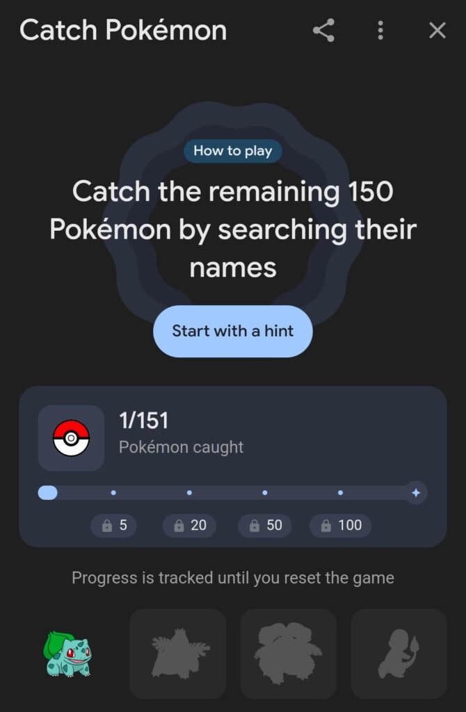 Apparently Google has a Pokémon collecting game