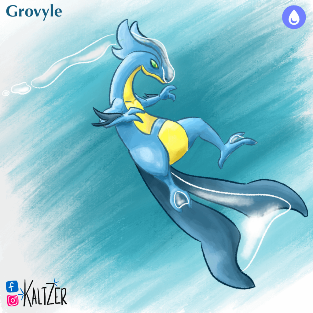 I am drawing opposite typing Hoenn starters variants. Here's Grovyle!