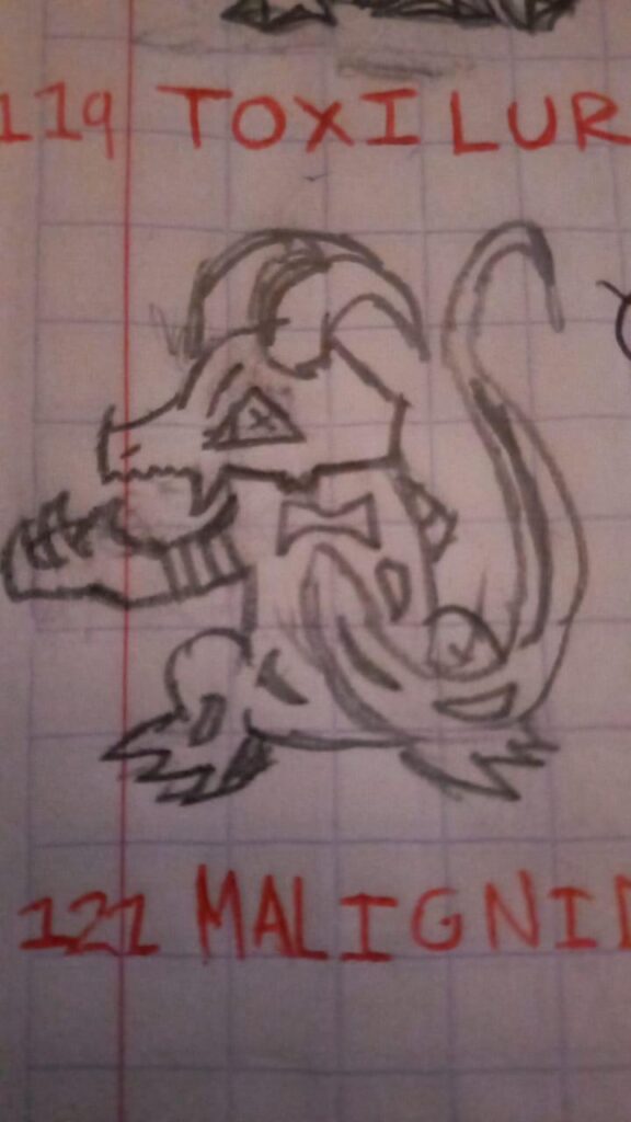 hey, i actually told that i made a pokedex with 170 pokémon, last time i didnt post any photo, so many people got confused, here is a picture of a pokémon i made, its the #121, types: poison/dark.I hope you like it!