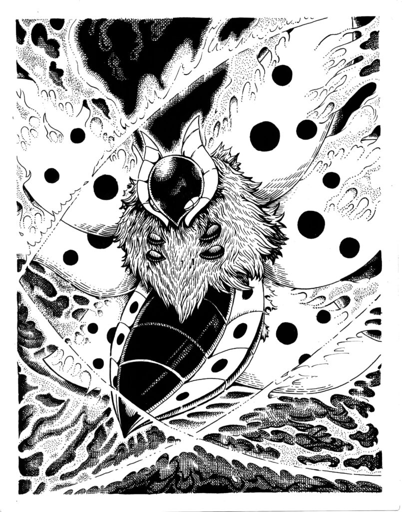 Volcarona, (Pokemon No. 637) in my Inking style

Ink on Paper, 2025