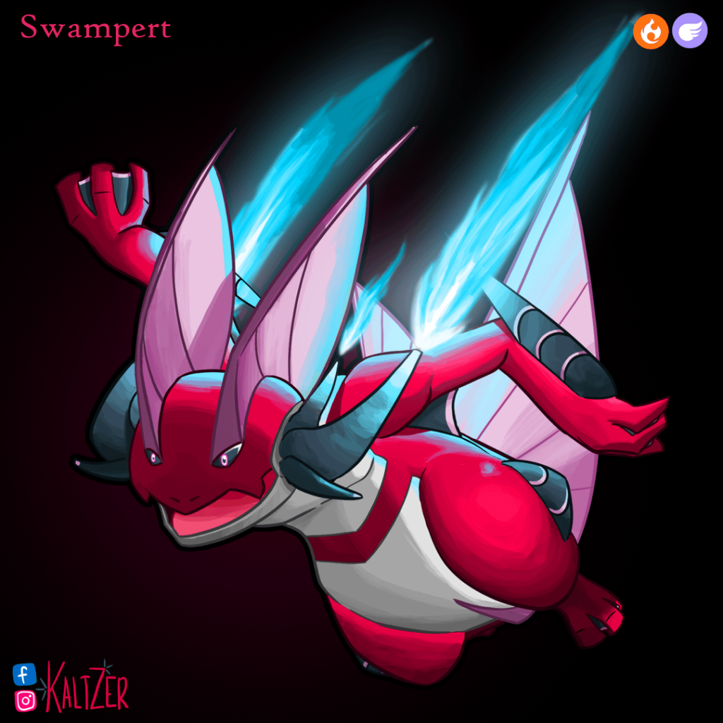 I drew a Fire/Flying Swampert line variant!