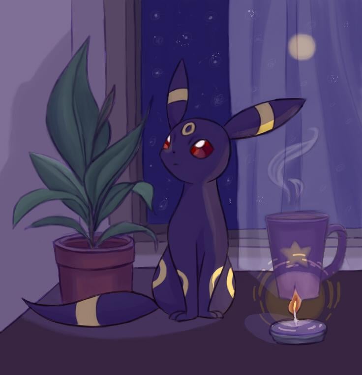 Umbreon basking in moonlight - OC
