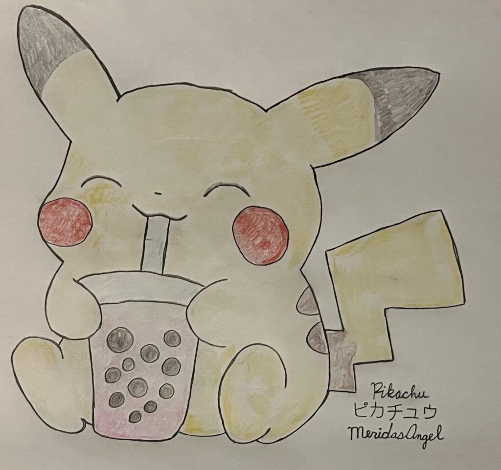 Pikachu Drinking Boba Tea