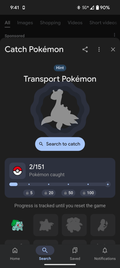 I'm not sure what activated this for me in Google search. I was looking up Mr.Mime and it prompted me to catch it.