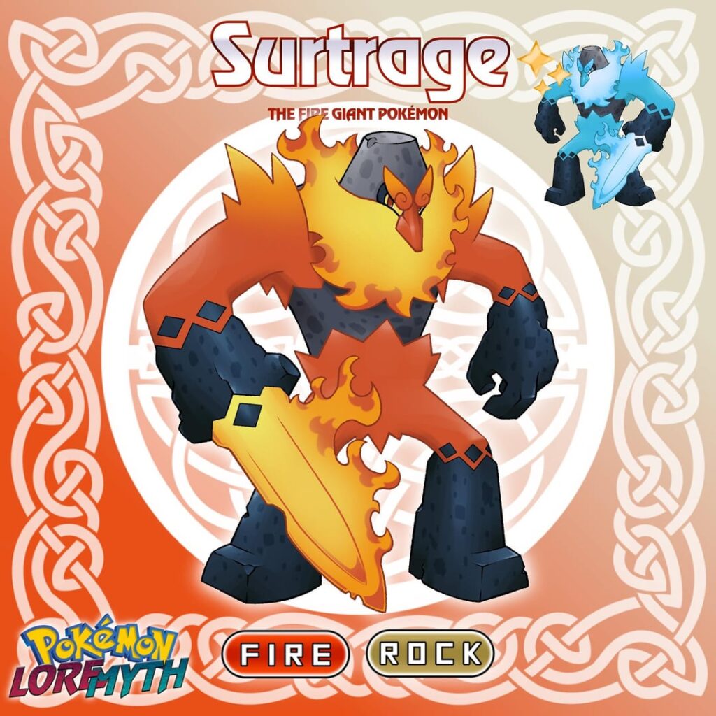 Looks like Grindeld has evolved into Surtrage. Fire starter third stage.