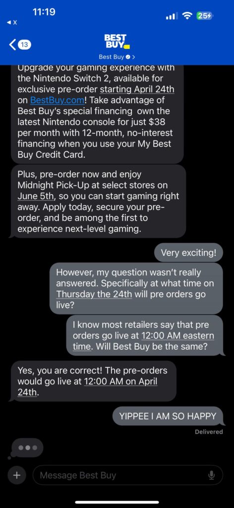 Not sure if this is new info, but I was able to find Best Buy pre order times
