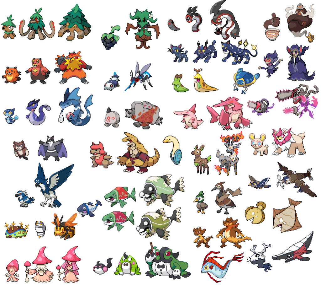 Every Fakemon that will be implemented in the upcoming demo of my project