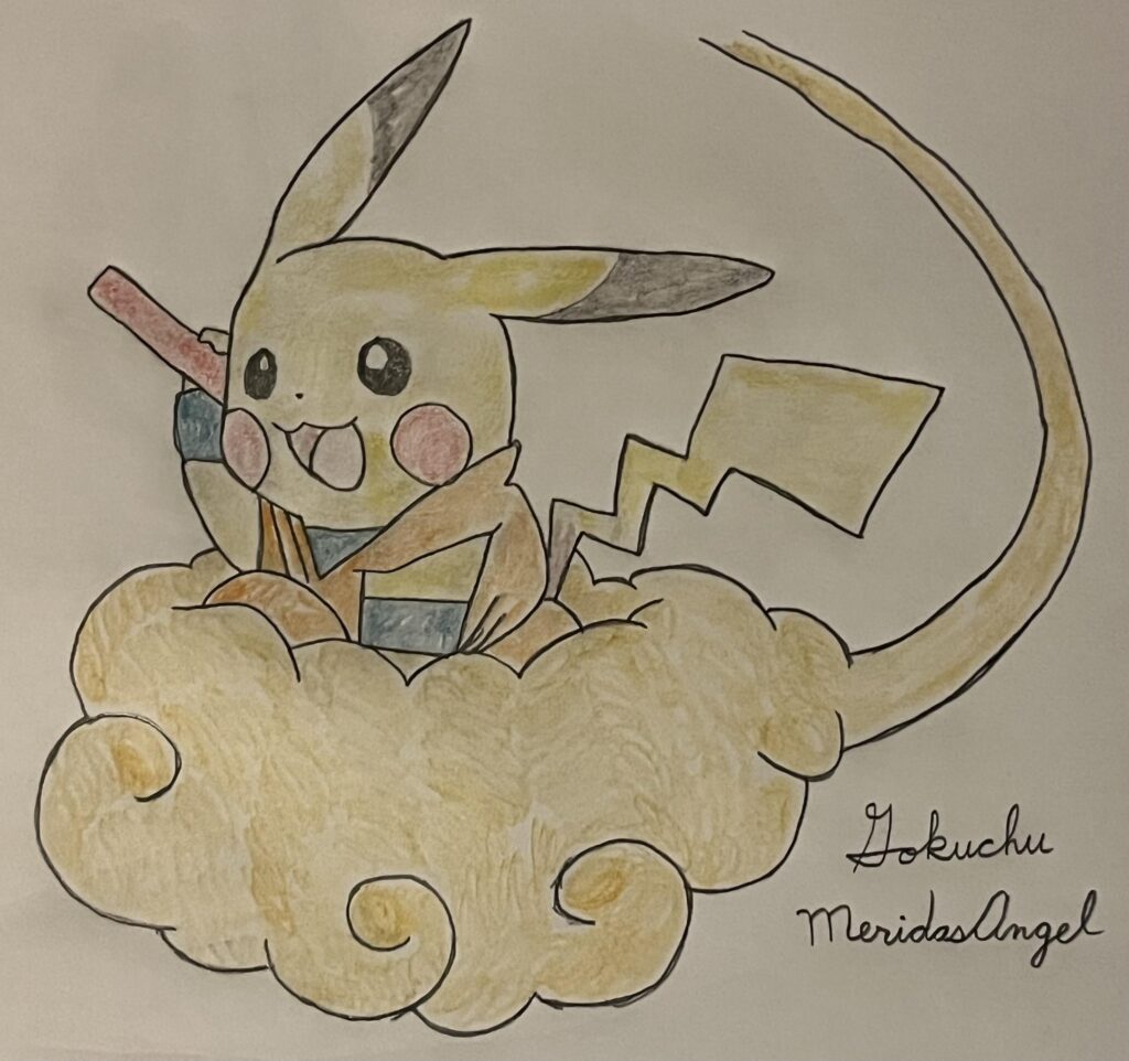 Pikachu Riding Flying Nimbus