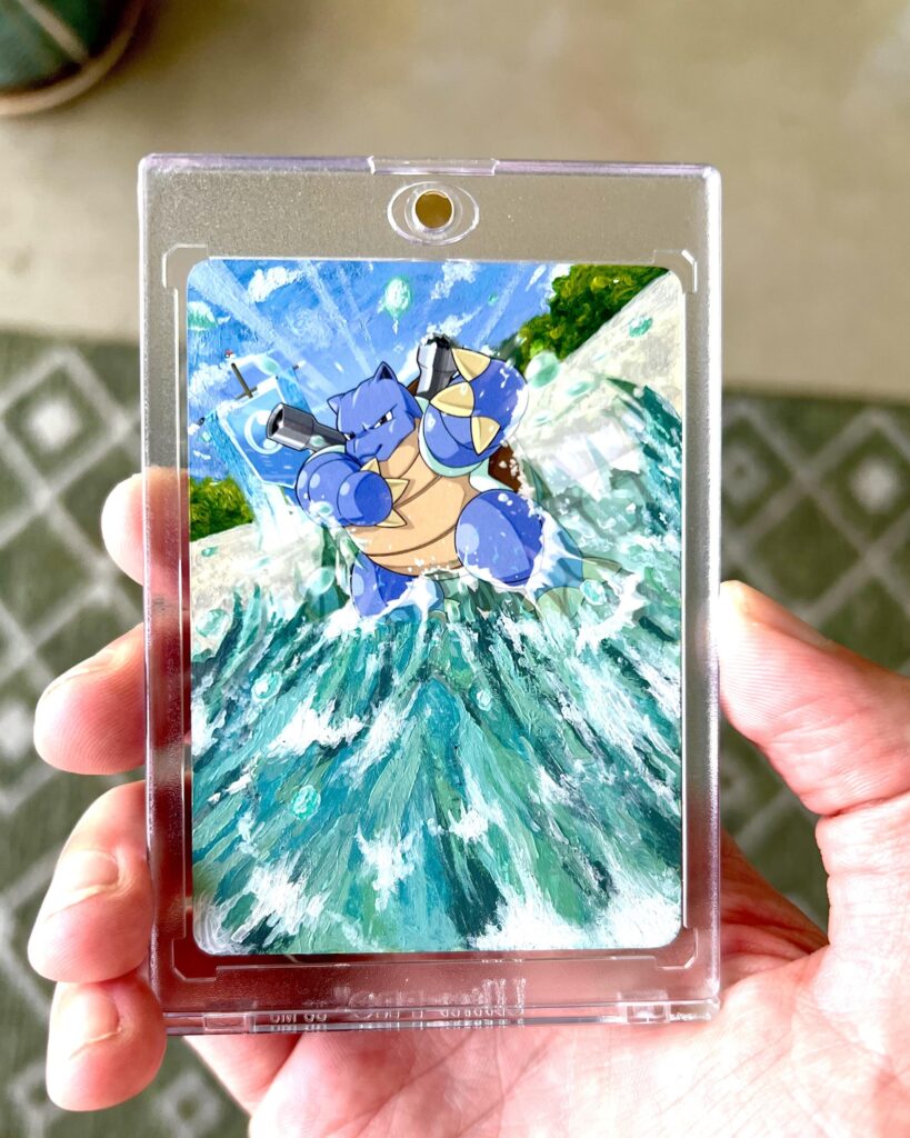 My first Blastoise Pokemon card I painted today!