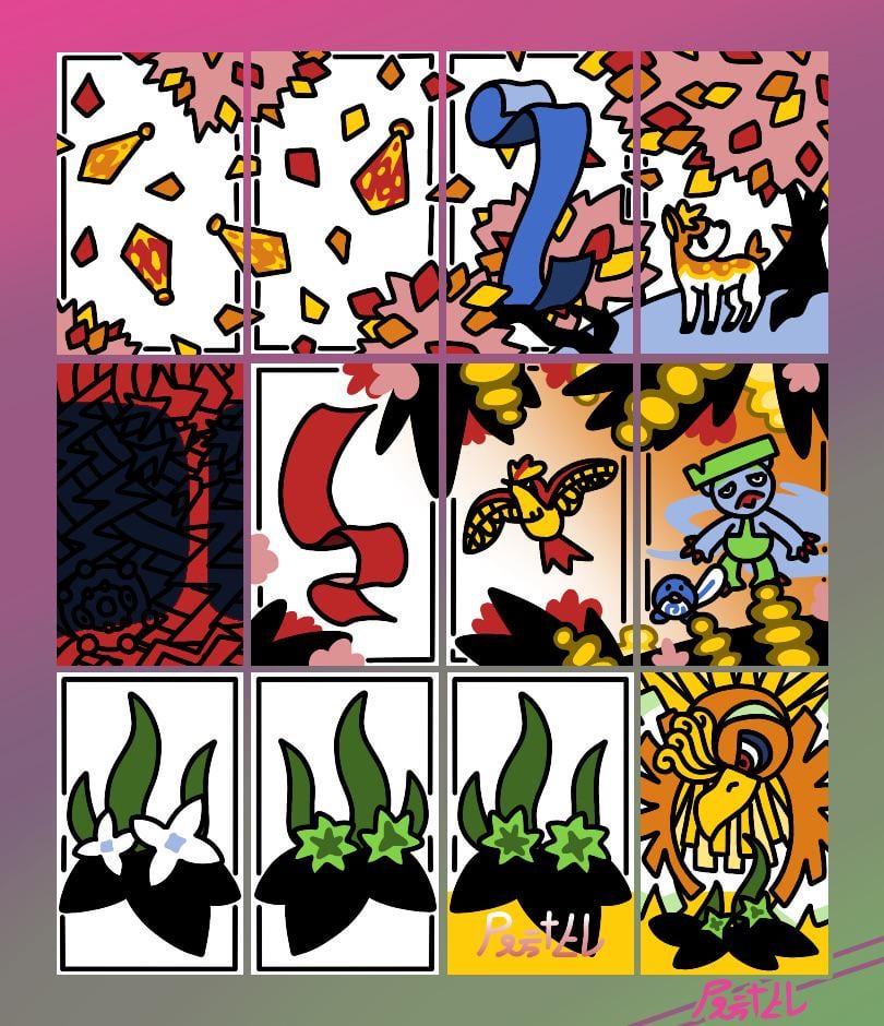 The Final 3 sets of my Pokemon Hanafuda! (OC)