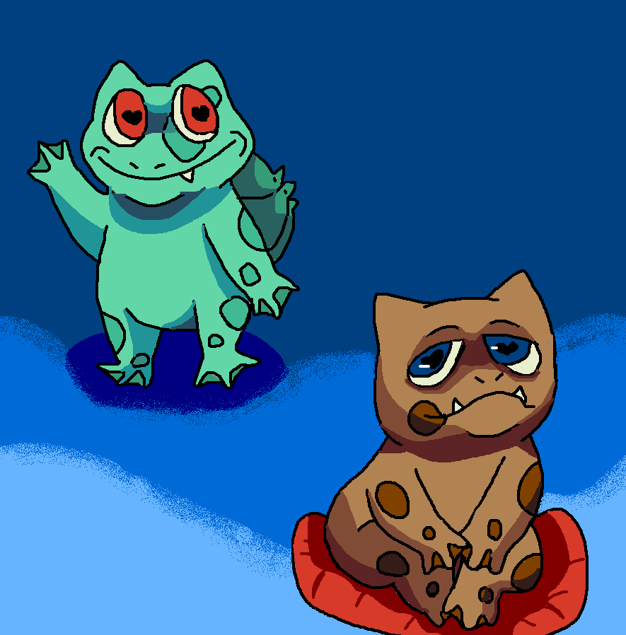 [I drew this] Bulbasaur and it's normal type variant (mutant), Normisaur!
