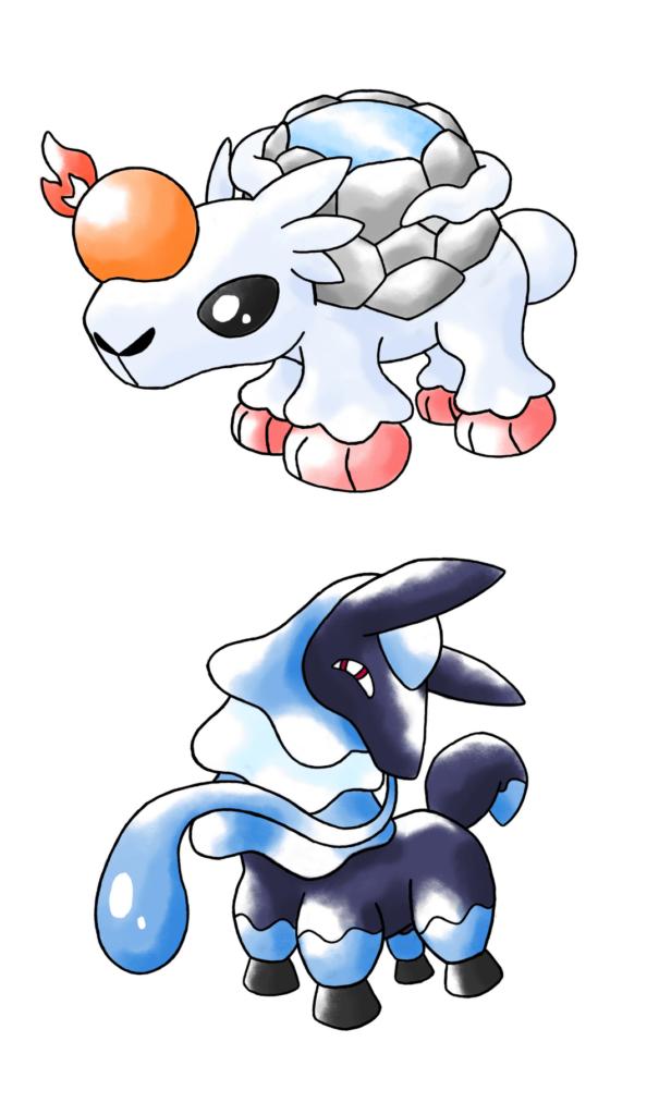 Capybara vs. Llama. South American-inspired Fakemon