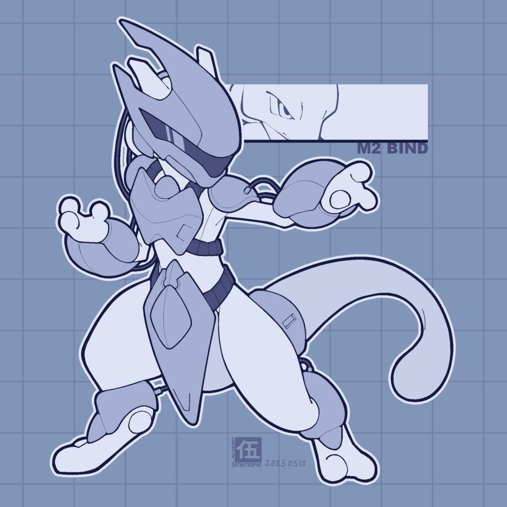 I really like mewtwo’s armored design so I drew it [OC]