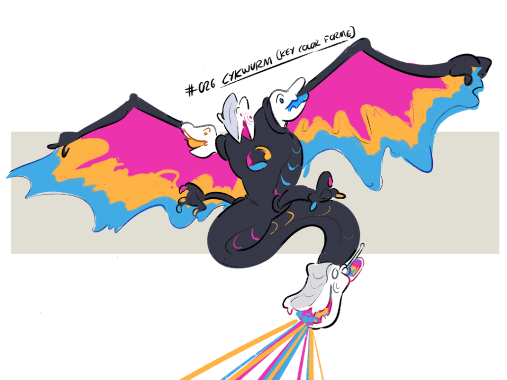 [OC] (AMIGUA DEX) CMYK printer/spray paint can normal/dragon pokemon!