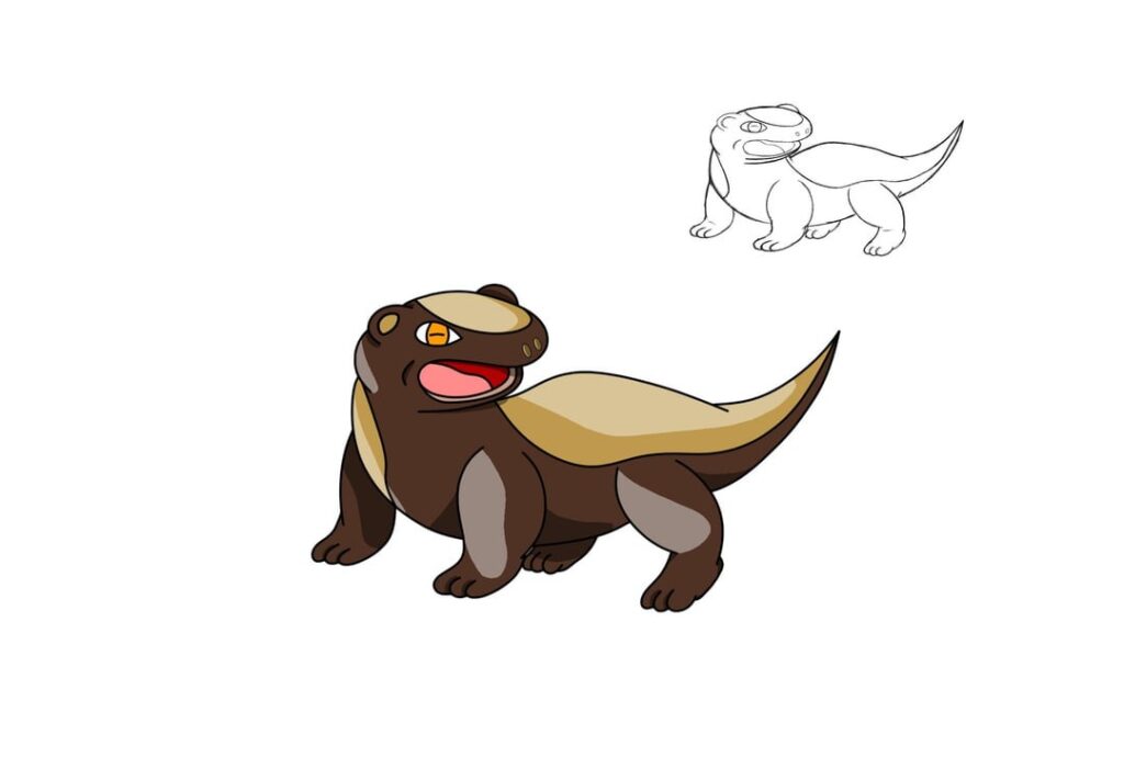 Mondragoos and its evolved form. Not sure of the color scheme. Since the original Mondragoos colors were too close to yungoos.