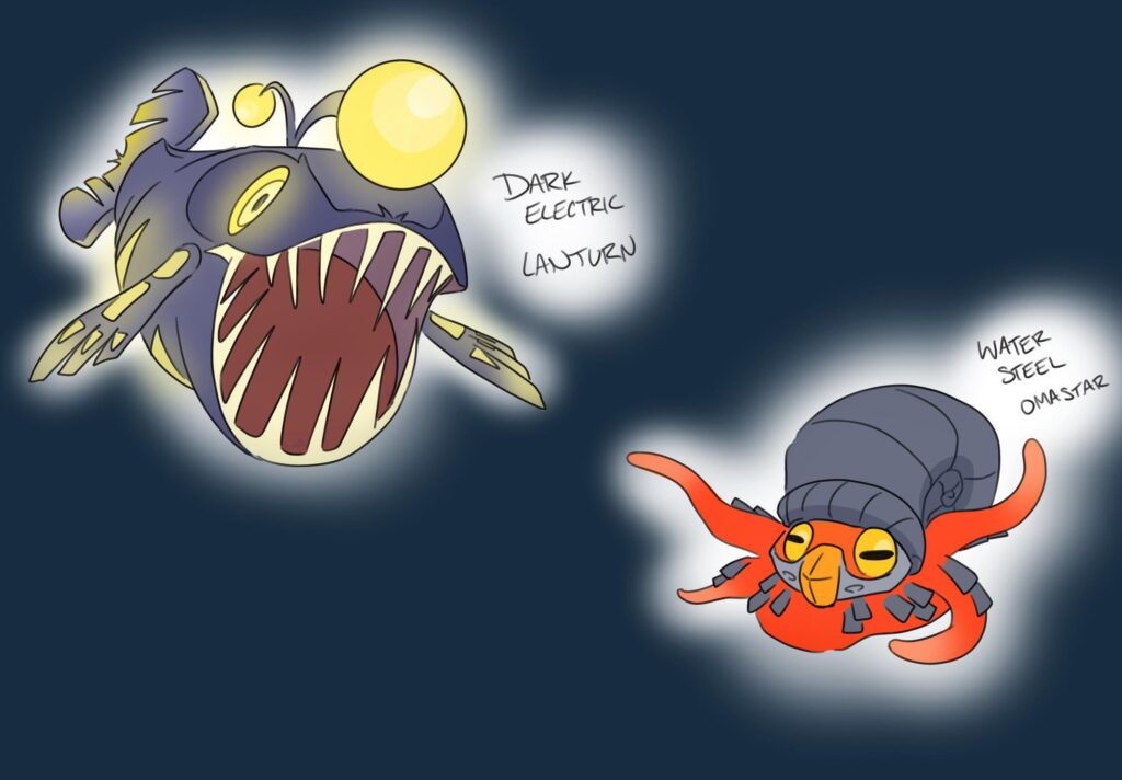 Deep Sea variants on some water pokemon. Dex entry in comments. [OC]