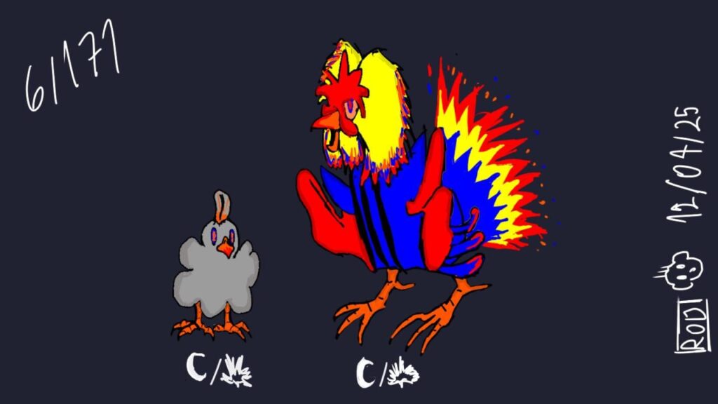 Rockstar rooster, with the personality of a troublemaking rockstar, injuring opponents with his claws and beak and putting on pyrotechnic shows while singing with his guttural voice. Dark and fire.