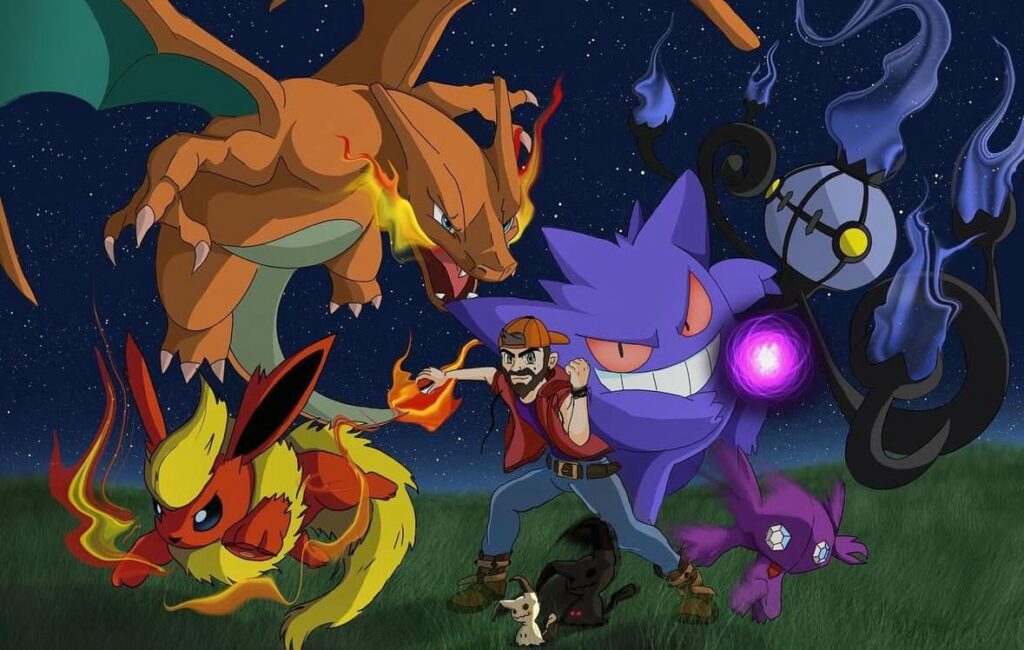 I drew myself with my favourite 6 pokemon and realized that I have a slight ghost/fire preference.