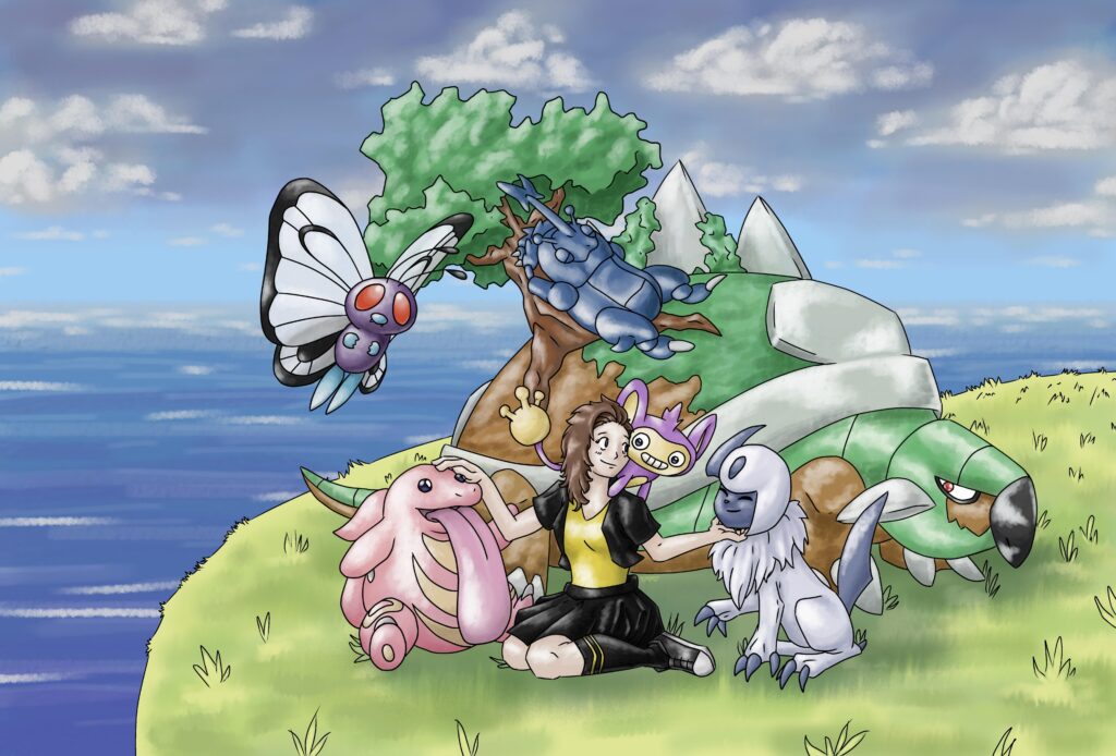 My Wife Drew Me With My Six Favorite Pokemon for My Birthday