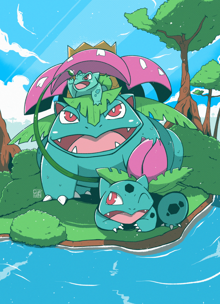[OC] I decided to make a fanart for my favorite evolution line! <3 If you scroll to the side you can see the art applied as a TCG card and Sleeve ^^
