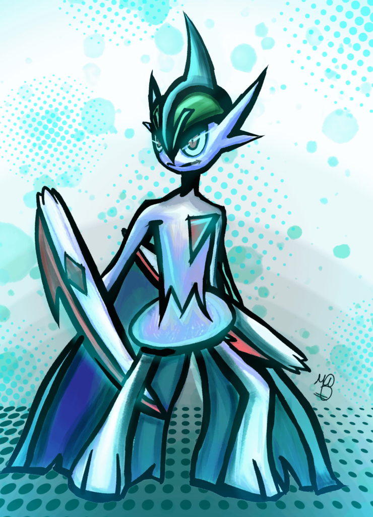 I drew digitally after a while and drew the most gigachad pokemon i could think of - Mega Gallade